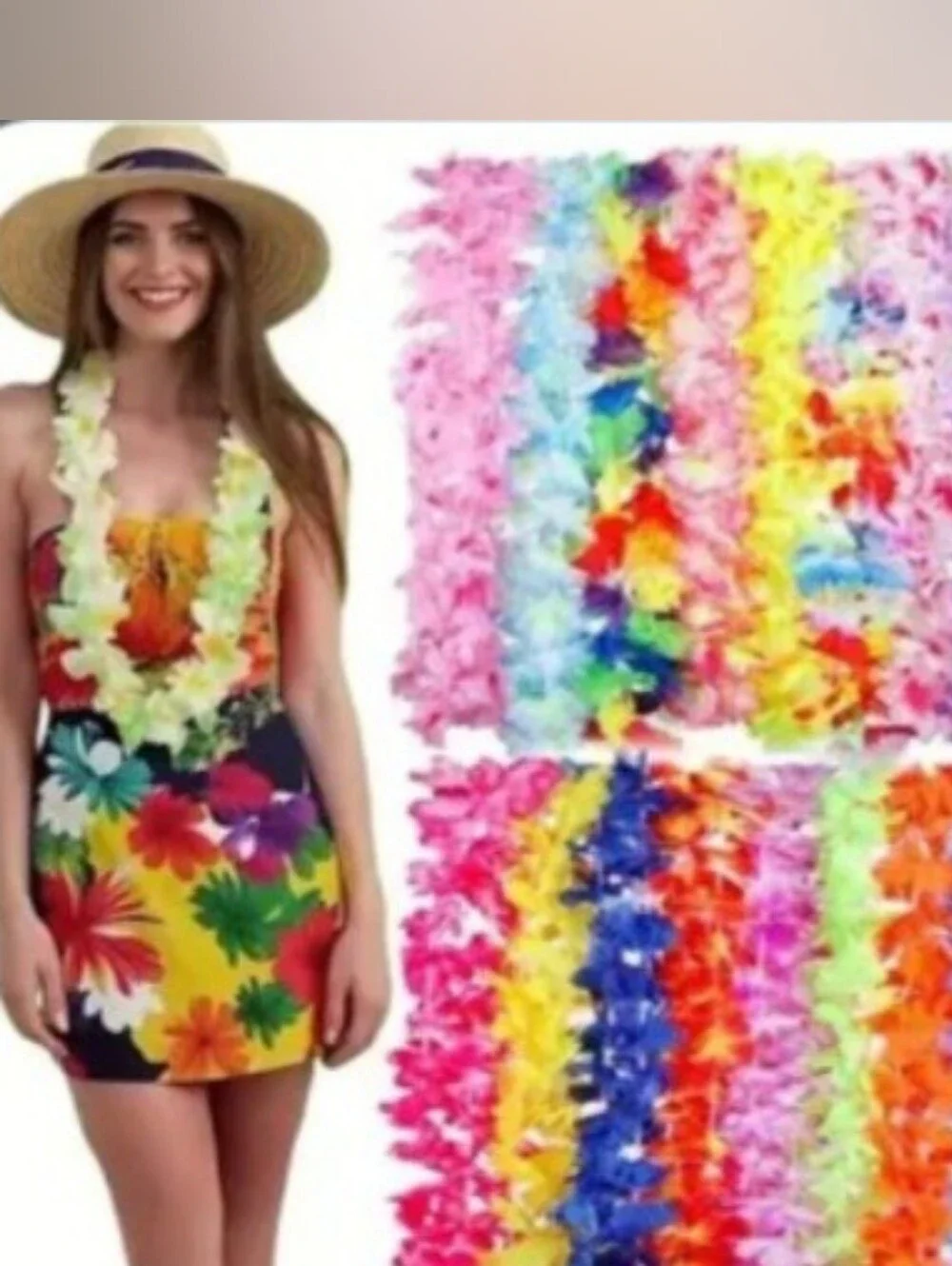 Colorful Hawaiian Flower Leis - Multicolor Party Necklaces